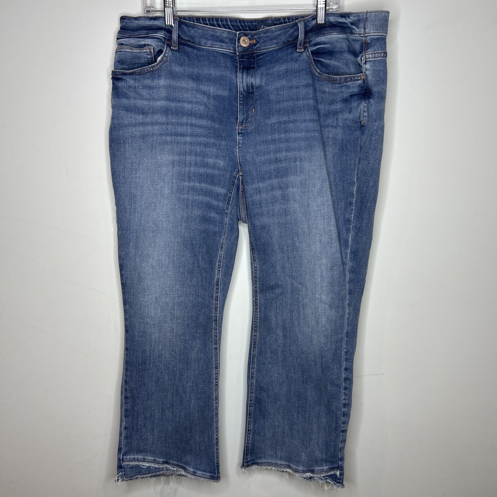 J Jill Denim Jeans Size 20R Demi Boot Cut Raw Hem 5 Pocket Design Blue Stretch